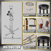 Step-by-step installation instructions for a ceiling light fixture on a gray background.